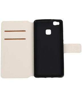 Wit Huawei P9 Lite TPU wallet case booktype hoesje HM Book