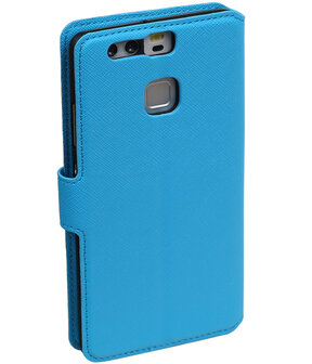 Blauw Huawei P9 Plus TPU wallet case booktype hoesje HM Book