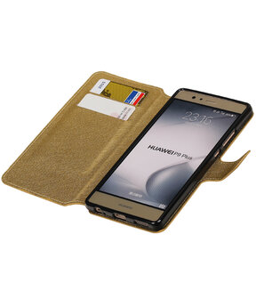 Goud Huawei P9 Plus TPU wallet case booktype hoesje HM Book