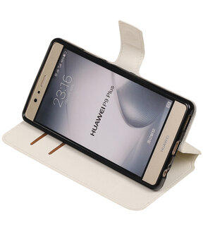 Wit Huawei P9 Plus TPU wallet case booktype hoesje HM Book