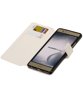 Wit Huawei P9 Plus TPU wallet case booktype hoesje HM Book