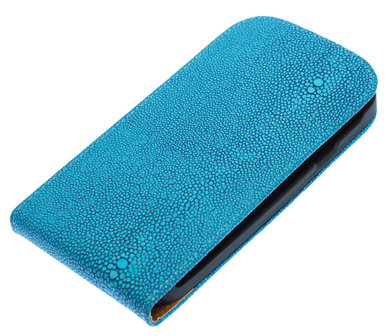 Blauw Ribbel flip case cover hoesje voor Samsung Galaxy S3 I9300