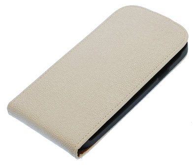 Wit Ribbel flip case cover hoesje voor Samsung Galaxy S3 I9300