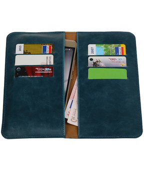 Blauw Pull-up Large Pu portemonnee wallet voor Huawei