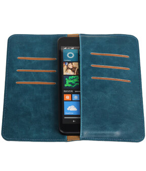 Blauw Pull-up Large Pu portemonnee wallet voor Microsoft
