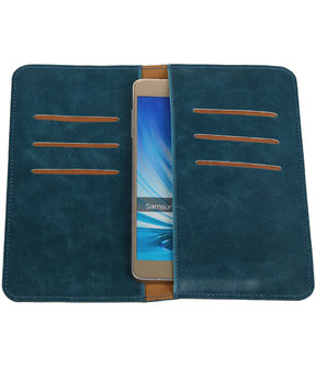 Blauw Pull-up Large Pu portemonnee wallet voor Samsung