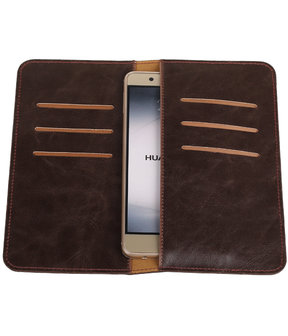 Mocca Pull-up Large Pu portemonnee wallet voor Huawei