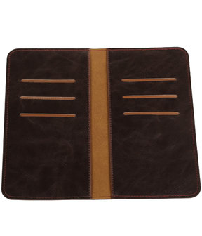 Mocca Pull-up Large Pu portemonnee wallet voor HTC