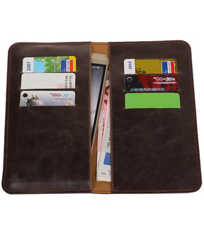 Mocca Pull-up Large Pu portemonnee wallet voor HTC