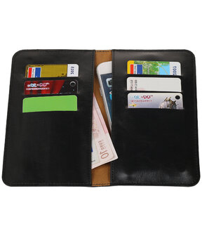 Zwart Pull-up Medium Pu portemonnee wallet voor LG