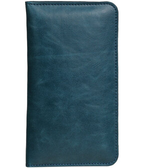 Blauw Pull-up Medium Pu portemonnee wallet voor Huawei