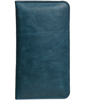 Blauw Pull-up Medium Pu portemonnee wallet voor LG