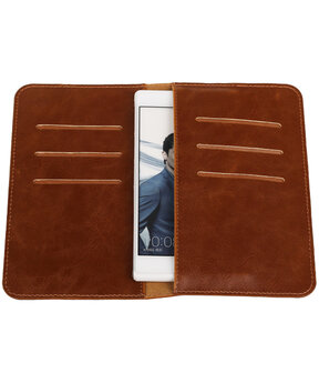 Bruin Pull-up Medium Pu portemonnee wallet voor Huawei