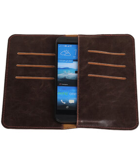 Mocca Pull-up Medium Pu portemonnee wallet voor HTC