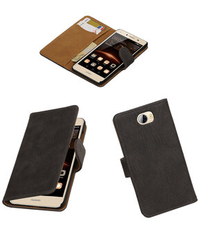 Grijs Hout booktype wallet cover hoesje voor Huawei Y3 II