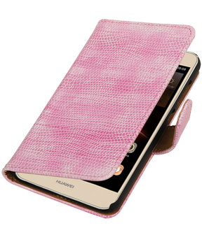 Roze Mini Slang booktype wallet cover hoesje voor Huawei Y5 II