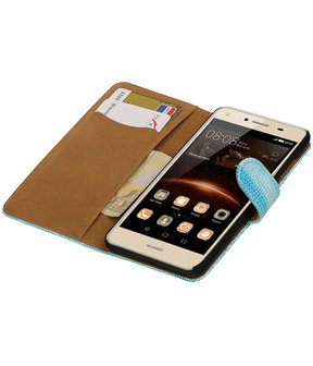 Turquoise Mini Slang booktype wallet cover hoesje voor Huawei Y5 II