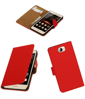 Rood Effen booktype wallet cover hoesje voor Huawei Y5 II