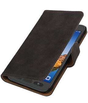 Grijs Hout booktype wallet cover hoesje voor Samsung Galaxy S7 Active