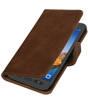 Bruin Hout booktype wallet cover hoesje voor Samsung Galaxy S7 Active