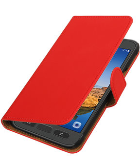 Rood Effen booktype wallet cover hoesje voor Samsung Galaxy S7 Active