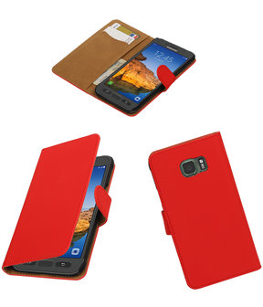 Rood Effen booktype wallet cover hoesje voor Samsung Galaxy S7 Active