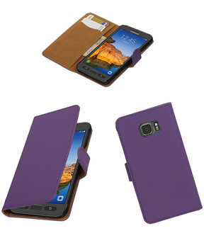 Paars Effen booktype wallet cover hoesje voor Samsung Galaxy S7 Active