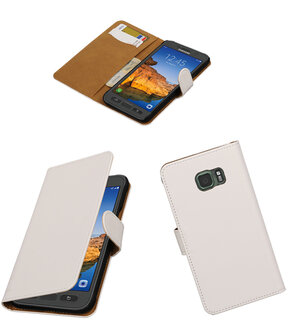 Wit Effen booktype wallet cover hoesje voor Samsung Galaxy S7 Active