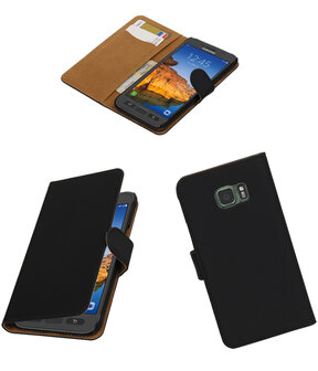 Zwart Effen booktype wallet cover hoesje voor Samsung Galaxy S7 Active