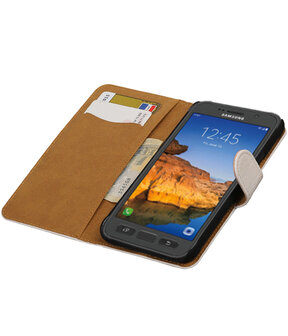 Wit Krokodil booktype wallet cover hoesje voor Samsung Galaxy S7 Active