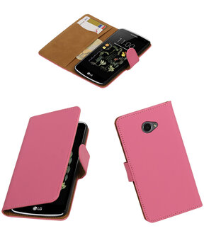 Roze Effen booktype wallet cover hoesje voor LG K5