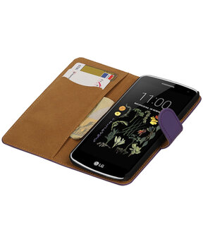 Paars Effen booktype wallet cover hoesje voor LG K5