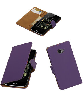 Paars Effen booktype wallet cover hoesje voor LG K5