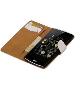 Wit Effen booktype wallet cover hoesje voor LG K5