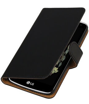 Zwart Effen booktype wallet cover hoesje voor LG K5