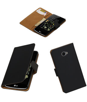 Zwart Effen booktype wallet cover hoesje voor LG K5