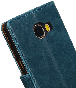 Blauw Pull-Up PU booktype wallet hoesje voor Samsung Galaxy C5