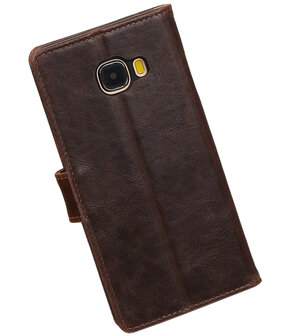 Mocca Pull-Up PU booktype wallet hoesje voor Samsung Galaxy C5