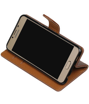 Mocca Pull-Up PU booktype wallet hoesje voor Samsung Galaxy C5