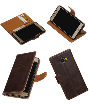 Mocca Pull-Up PU booktype wallet hoesje voor Samsung Galaxy C5