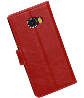 Rood Pull-Up PU booktype wallet hoesje voor Samsung Galaxy C5