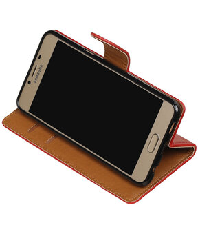 Rood Pull-Up PU booktype wallet hoesje voor Samsung Galaxy C5