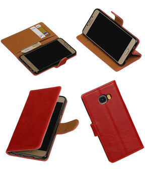 Rood Pull-Up PU booktype wallet hoesje voor Samsung Galaxy C5