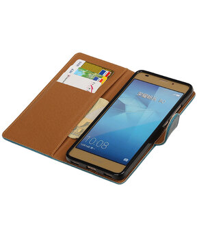 Blauw Pull-Up PU booktype wallet hoesje voor Huawei Honor 5c