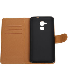 Bruin Pull-Up PU booktype wallet hoesje voor Huawei Honor 5c