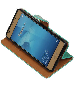 Groen Pull-Up PU booktype wallet hoesje voor Huawei Honor 5c