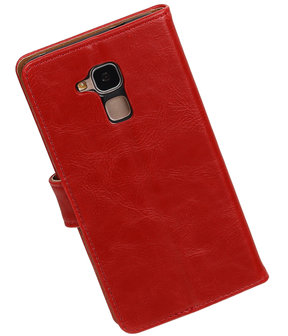 Rood Pull-Up PU booktype wallet hoesje voor Huawei Honor 5c
