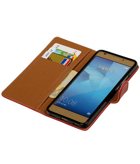 Rood Pull-Up PU booktype wallet hoesje voor Huawei Honor 5c