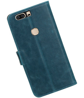 Blauw Pull-Up PU booktype wallet hoesje voor Huawei Honor V8