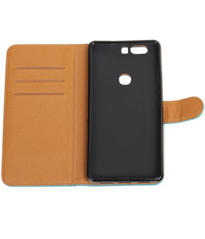 Blauw Pull-Up PU booktype wallet hoesje voor Huawei Honor V8